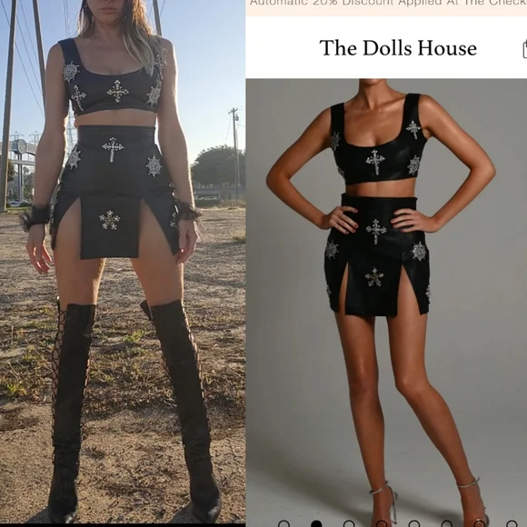 The Dolls House Gothic perfection Kourtney SET veg leather gothic glam set S xs - Picture 6 of 10